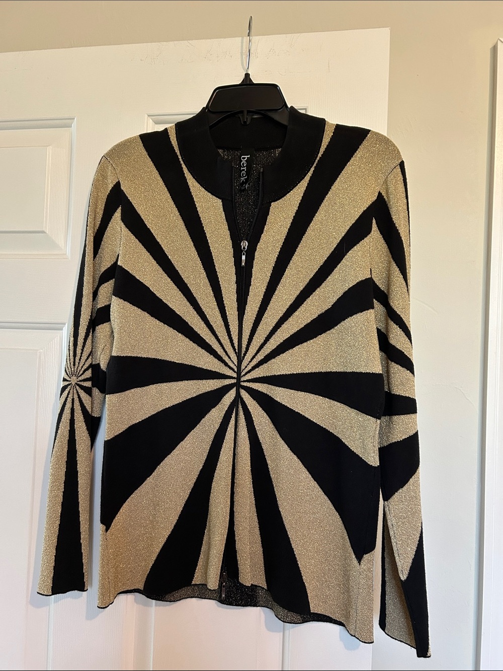 Berek Black and Gold Starburst Double Zip Cardigan